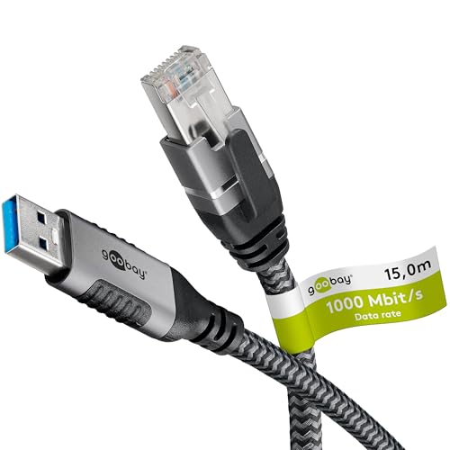 Goobay 15m LAN zu USB Kabel 1 Gbit Datenübertragung - USB A 3.0 auf RJ45 Ethernet CAT 6 Kabel verbindet Router und Notebook oder PC - LAN Kabel Adapter für Laptop - Ersetzt USB auf LAN Adapter - 70695 Goobay 15m LAN zu USB Kabel 1 Gbit Datenübertragung - USB A 3.0 auf RJ45 Ethernet CAT 6 Kabel verbindet Router und Notebook oder PC - LAN Kabel Adapter für Laptop - Ersetzt USB auf LAN Adapter - 70695 von goobay