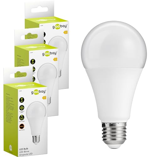 goobay 74110 E27 LED Birne 15 Watt - Warmweiße Lampe für E27 Fassungen - Energiesparend, Mattiert - Ersatz für Glühbirne - 3 Stück, Weiß von goobay