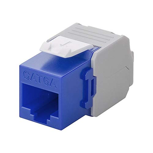 Goobay 90688 Keystone Modul RJ45 Buchse / CAT 6A Netzwerkstecker 500 MHz / UTP Ethernet Buchse 8P8C / LSA Montage für 5 - 9 mm Netzwerkkabel / Blau von goobay