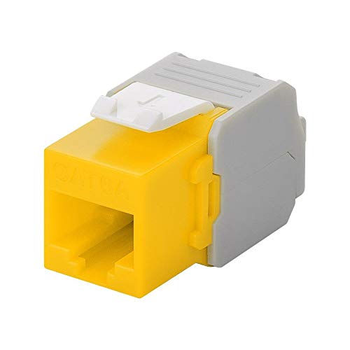 Goobay 90691 Keystone Modul RJ45 Buchse / CAT 6A Netzwerkstecker 500 MHz / UTP Ethernet Buchse 8P8C / LSA Montage für 5 - 9 mm Netzwerkkabel / Gelb von goobay