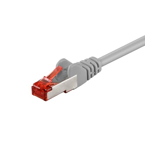 Goobay 92732 CAT 6 Kabel Lan Netzwerkkabel für Gigabit Ethernet S-FTP doppelt geschirmtes Patchkabel mit RJ45 Stecker, 0,5m, Grau von goobay