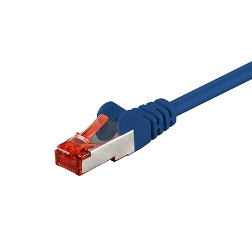 Goobay 92767 CAT 6 Kabel Lan Netzwerkkabel für Gigabit Ethernet S-FTP doppelt geschirmtes Patchkabel mit RJ45 Stecker, 0,25m, Blau von goobay