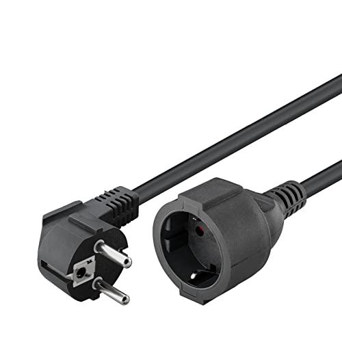 Goobay 93093 Gewinkeltes Strom Verlängerungskabel / Schutzkontakt Stecker 250V Schutzkontakt 3 Meter Stromkabel Verlängerung für Innenbereich / Schwarz / 3m von goobay