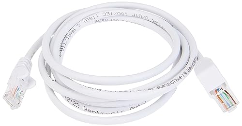 Goobay 94164 CAT 5e Einseitig abgewinkeltes Netzwerk / Ethernet Kabel, U/UTP Netzwerkkabel, weiß; Innenleiter CCA, 1x RJ45-Stecker 90° (8P8C); 2 Meter von goobay