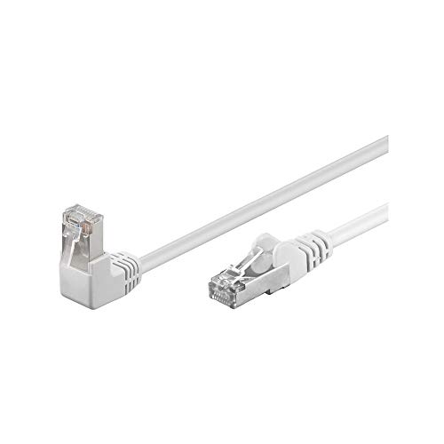 Goobay 94179 CAT.5e F/UTP Patch-Kabel 90° nach oben gewinkelt, gerade / oben gewinkeltes Netzwerkkabel, doppelt geschirmt, 2 Meter, weiß von goobay