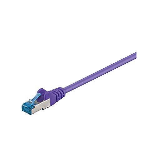 Goobay 95608 RJ45 Patchkabel CAT 6A S/FTP PiMF / 500 MHz Netzwerkkabel / Kupfer Internetkabel halogenfrei / RJ 45 Stecker / LAN Kabel / Violett / 1,5m von goobay