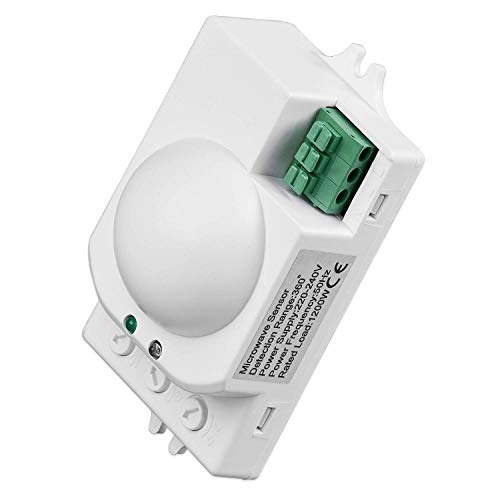 Goobay 96011 HF Bewegungsmelder Innen - Mini Mikrowellen Sensor - Unterputz Wandmontage - 8m Reichweite – 360° Erfassungsbereich – LED geeignet, Weiß von goobay