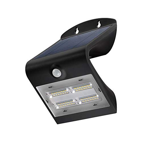 Goobay 45807 LED Solarleuchte Außenstrahler mit Bewegungsmelder Aussen / 3,2W Solar Lampe Outdoor / IP65 Gartenstrahler / Außenlampe mit Bewegungsmelder PIR Sensor / Schwarz von goobay
