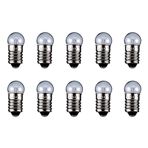 Kugelförmige Lampe Sockel E10 6,0 Volt 2,40 Watt 24mm klar,10er Pack von goobay