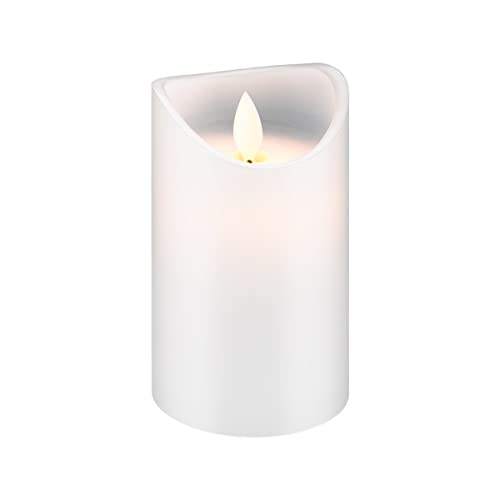 Goobay 66520 LED Kerze mit Timerfunktion / Warmes Licht LED Stumpenkerze / LED Echtwachskerzen flackernde Flamme / Elektrische Kerzen / Adventskerzen 12,5 cm hoch / Weiß von goobay