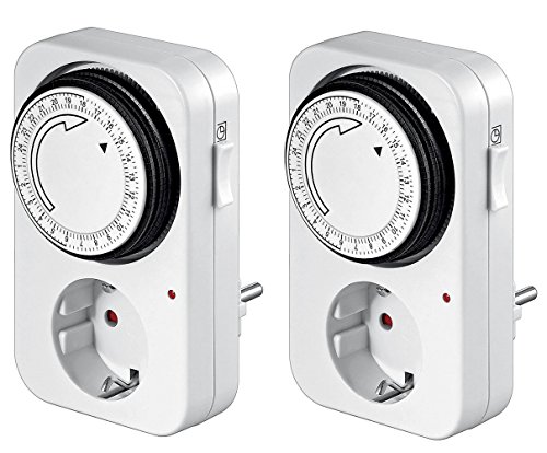 Zeitschaltuhr Analog, mechanischer Timer für die Steckdose, Energieklasse A+ (für innen (2er Set)) von goobay