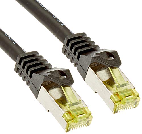goobay 10x 91581 RJ45 Patchkabel Cat 6A S/FTP (Pimf), 500 MHz mit Cat 7 Rohkabel, Schwarz, 0.5 m - LSZH halogenfrei, Kupfer, RJ45 (Cat 6A) Stecker von goobay