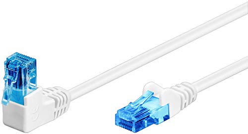 Goobay 51536 CAT 6A Patchkabel, 90 Grad Stecker, Netzwerkkabel, Ethernet, Playstation, Xbox, LAN-Kabel, DSL, U/UTP, RJ45 Stecker, Weiß, 1 Meter von goobay