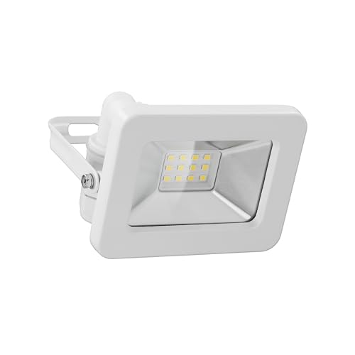 goobay 53869 LED Strahler Außen 10W / Außenstrahler IP65 / Neutralweißes Licht 850 lm/LED Scheinwerfer Fluter Wandmontage / IP65 Gartenstrahler/Weiß von goobay