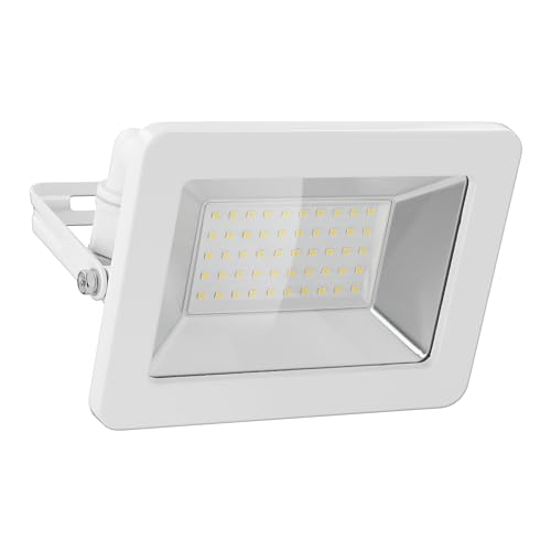 goobay 53875 LED Strahler Außen 50W / Außenstrahler IP65 / Neutralweißes Licht 4250 lm/LED Scheinwerfer Fluter Wandmontage / IP65 Gartenstrahler/Weiß von goobay