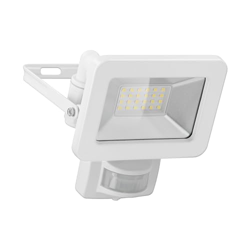 goobay 53880 LED Strahler Bewegungsmelder Außen 20W / PIR Sensor Außenstrahler IP44 / Neutralweißes Licht 1700 lm/LED Scheinwerfer Fluter Wandmontage/Gartenstrahler/Weiß von goobay