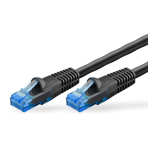 goobay 55432 Outdoor Patchkabel CAT 6 Kabel / 2fach PE Mantel Wasserdicht / RJ45 Stecker Ethernet Kabel Kupfer / Außenbereich Netzwerkkabel 10m / Schwarz / LAN Kabel 10m von goobay