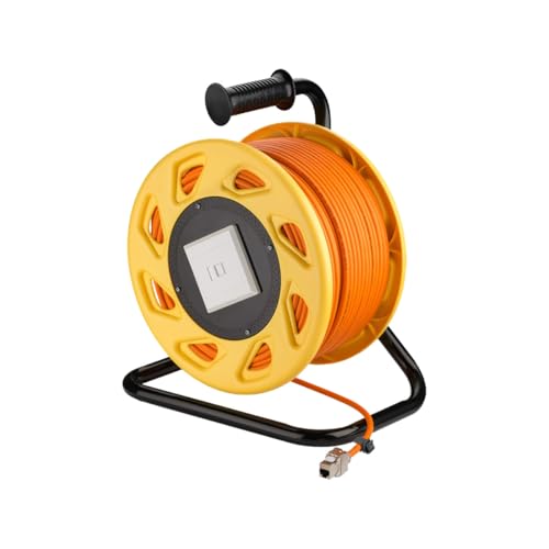 goobay 58934 Netzwerk Kabeltrommel 50m Outdoor CAT 7A Kabel RJ45 Keystone Buchse Netzwerkkabeltrommel Netzwerkkabel Verlängerungskabel 50m Orange von goobay