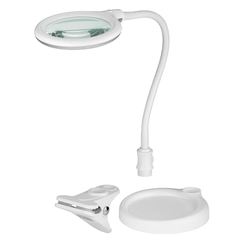 goobay 60359 LED Lupenleuchte - Lupenlampe mit Standfuß - Standlupe Licht - 6 W Leistungsaufnahme - Farbtemperatur 6200 K – Lichtstrom 480 lm, Weiß von goobay