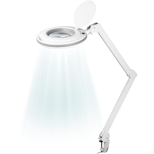 goobay 60362 LED Lupenleuchte mit Klemme / 9 W Leistungsaufnahme / 127 mm Kristall-Glaslinse/Farbtemperatur 6400 K / 1.75x Vergrößerung/Lichtstrom 83-730 Lumen/Weiß von goobay