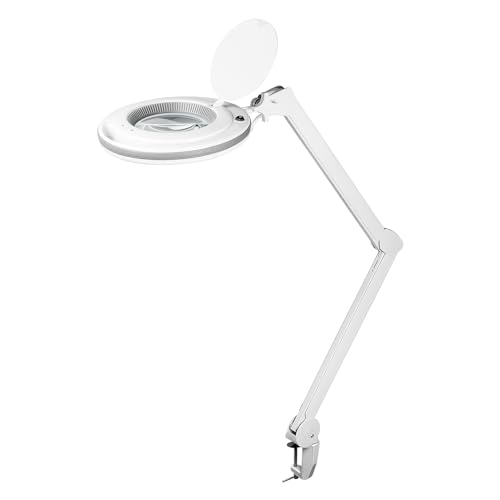 goobay 60362 LED Lupenleuchte mit Klemme / 9 W Leistungsaufnahme / 127 mm Kristall-Glaslinse/Farbtemperatur 6400 K / 1.75x Vergrößerung/Lichtstrom 83-730 Lumen/Weiß von goobay