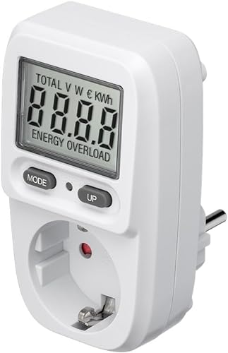 goobay 64589 Digitales Energiekostenmessgerät Basic/Stromzähler für Kühlschrank, Waschmaschine, Fernseher und Stehlampen/Messbereich zwischen 0,5 W und 3680 W/Stromverbrauchsmesser/Weiß von goobay