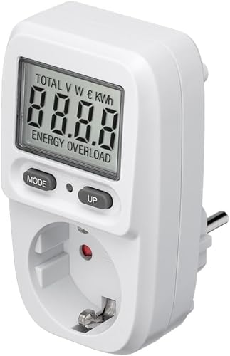 goobay 64589 Digitales Energiekostenmessgerät Basic/Stromzähler für Steckdose, Waschmaschine, Fernseher und Stehlampen/Messbereich zwischen 0,5 W und 3680 W/Stromverbrauchsmesser/Weiß von goobay