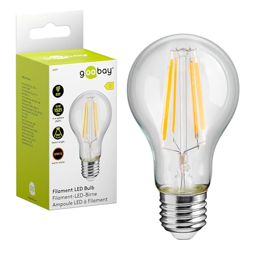 goobay 65397 Filament LED Birne 11W / Kerzenform/Glühbirne warmweißes Licht 2700K / LED Birne für Kronleuchter/Lampe mit geringer Wärmeentwicklung/Nicht dimmbar / 11 kWh/1000h Kristallklar von goobay