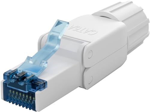 goobay 65941 CAT6A RJ45 Stecker/feldkonfektionierbarer Netzwerkstecker 10 Gbits/werkzeuglose Montage/CAT 6A UTP Stecker mit vergoldeten Kontakten von goobay