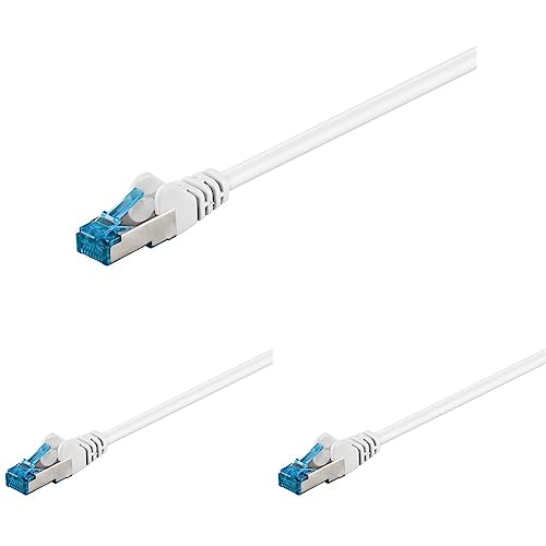 goobay 92710 CAT 6a PatchKabel, EthernetKabel, doppelt geschirmt, S-FTP bis 10000 Mbits, 500 Mhz, halogenfrei Kupfer Kabel, RJ-45 Stecker, vergoldete Kontakte, 1,5m, Weiß (Packung mit 3) von goobay