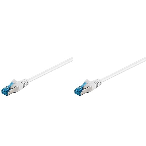 goobay 92714 CAT 6a PatchKabel, EthernetKabel, doppelt geschirmt, S-FTP bis 10000 Mbits, 500 Mhz, halogenfrei Kupfer Kabel, RJ-45 Stecker, vergoldete Kontakte, 7,5m, Weiß (Packung mit 2) von goobay