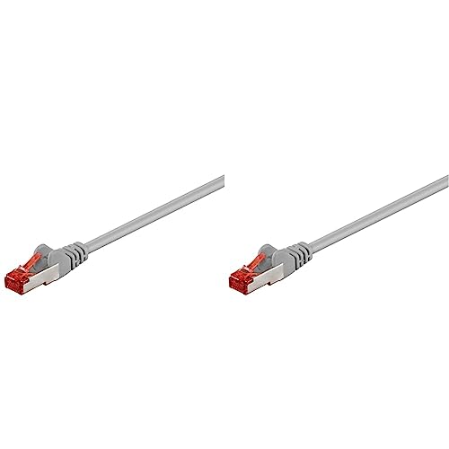 goobay 92739 CAT 6 Kabel Lan Netzwerkkabel für Gigabit Ethernet S-FTP doppelt geschirmtes Patchkabel mit RJ45 Stecker, 10m, Grau (Packung mit 2) von goobay