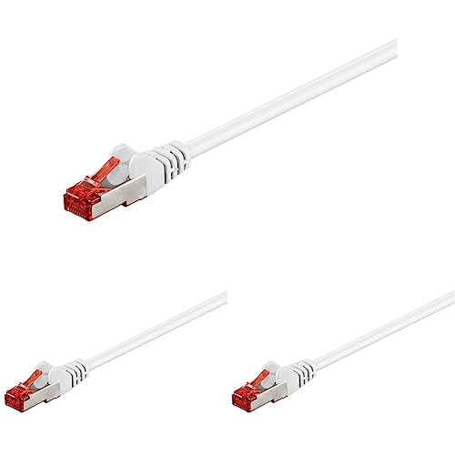 goobay 92760 CAT 6 Kabel Lan Netzwerkkabel für Gigabit Ethernet S-FTP doppelt geschirmtes Patchkabel mit RJ45 Stecker, 3m, Weiß (Packung mit 3) von goobay