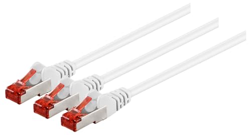 goobay 92760 CAT 6 Kabel Lan Netzwerkkabel für Gigabit Ethernet S-FTP doppelt geschirmtes Patchkabel mit RJ45 Stecker, 3m, Weiß (Packung mit 3) von goobay