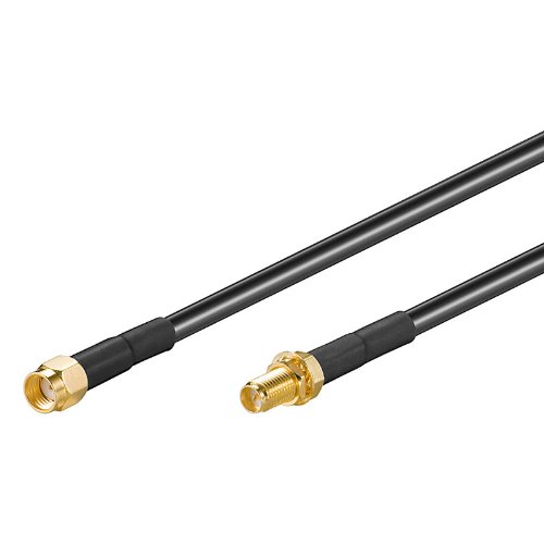 goobay WLAN Antennen Verlängerungskabel (RP-SMA Stecker auf RP-SMA Buchse) 1m schwarz von goobay