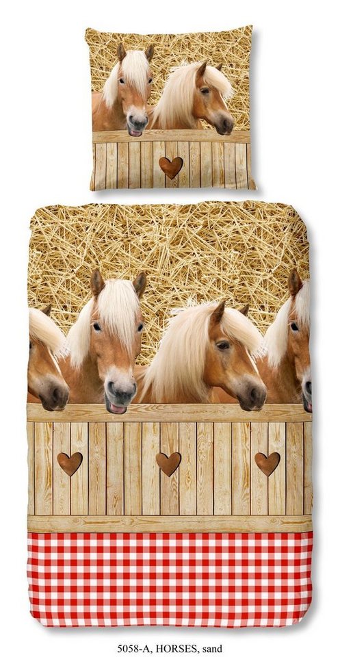 Kinderbettwäsche HORSES Bettwäsche-Set, good morning, Renforcé, 2 teilig, Pferd von good morning