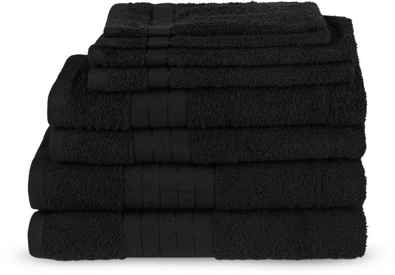 good morning Handtuch Set Uni, Frottee (Set, 8-St), Baumwolle, Walkfrottee, Bordüre, 500 GSM, Einfarbig, ohne Aufhängung von good morning