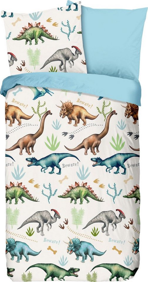 good morning Kinderbettwäsche Kinder-Wendebettwäsche "Dino", Biber, Flanell Tiermotive von good morning