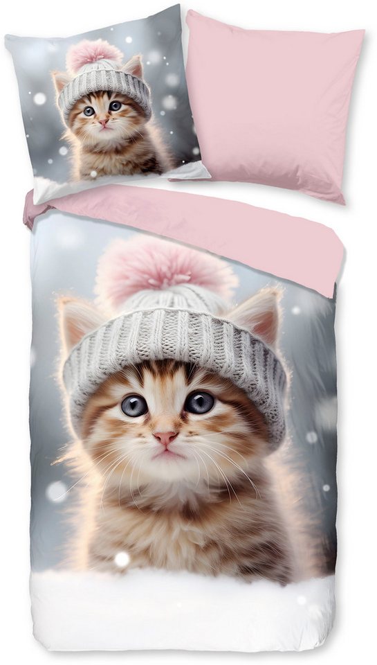 good morning Kinderbettwäsche Patt, Biber, Flanell, 2 teilig, Flanell, Biber, 135x200, Warm, Wende, Kind, Mädchen, Katze, Rosa, Grau good morning Kinderbettwäsche Patt, Biber, Flanell, 2 teilig, Flanell, Biber, 135x200, Warm, Wende, Kind, Mädchen, Katze, Rosa, Grau von good morning