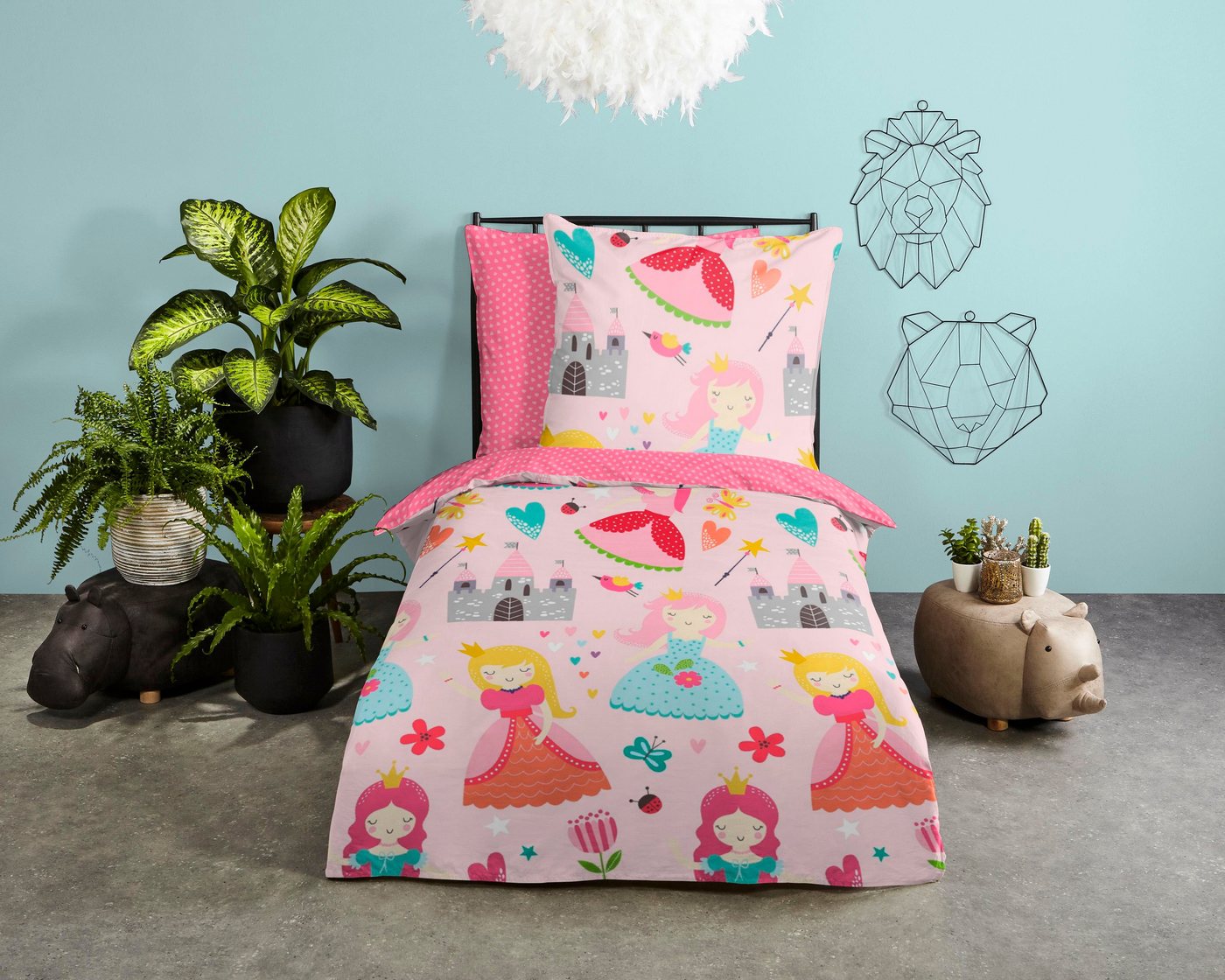 good morning Kinderbettwäsche Royalty, Renforcé, 2 teilig, Baumwolle, 135x200, Reißverschluss, Wendeoptik, Kind, Mädchen, Rosa good morning Kinderbettwäsche Royalty, Renforcé, 2 teilig, Baumwolle, 135x200, Reißverschluss, Wendeoptik, Kind, Mädchen, Rosa von good morning