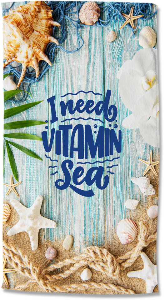 good morning Strandtuch Vitamin Sea, Velours (Packung, 1-St), schnell trocknet von good morning