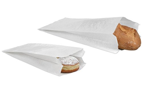 good4food 1000 Stück Papierfaltenbeutel, Bäckerbeutel, Papierbeutel, Lunch-Taschen aus Kraftpapier (20x32+7 cm) von good4food