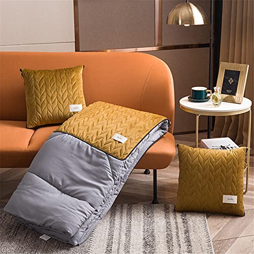 goodFarewell Blanket Throw Pillow 2 In 1 Cushion Airplane Warm Quilt for Rest Car Office Home Sleeping Napping (Champagne gold), Champagnerfarben / Goldfarben, 50X50CM/150X195CM von goodFarewell