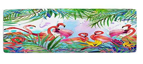 goodbath Flamingo-Badteppich, Flamingos mit tropischen Palmenblättern, saugfähig, superweich, rutschfest, Badteppich für Badezimmer, Küche, Bodenteppich, 120 x 40 cm, Rosa / Grün von goodbath