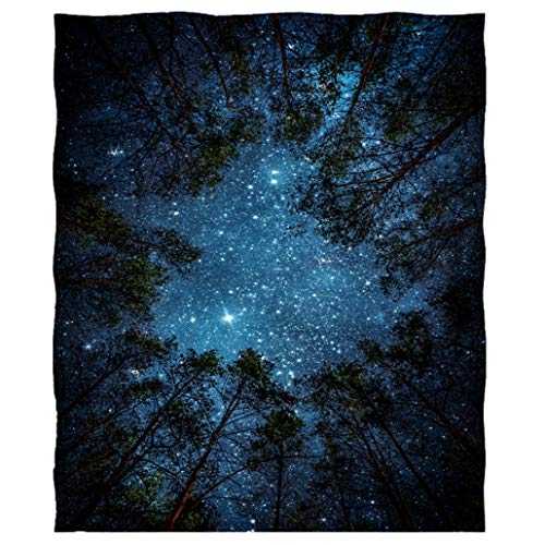 Goodbath Forest Decke, Sternenhimmel Nacht Nebelige Bäume Warme Fleecedecke für Reisen Sofa Couch Bett, 200cm x 150cm von goodbath