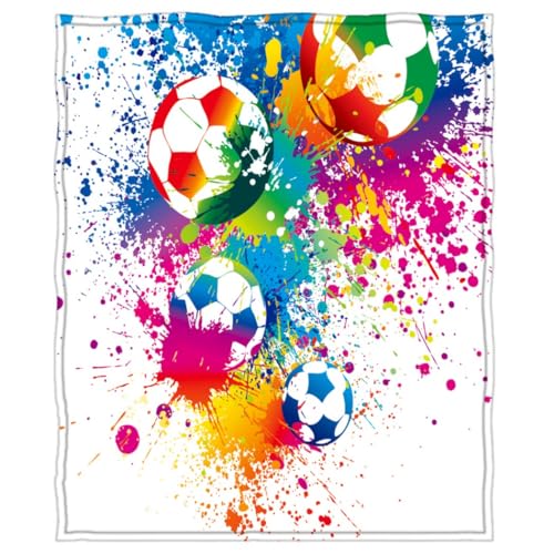 Goodbath Fußball Decke, Bunte Fußball Fleece Wurf Decke für Couch Sofa Bett Home Office,200 x 150 cm von goodbath