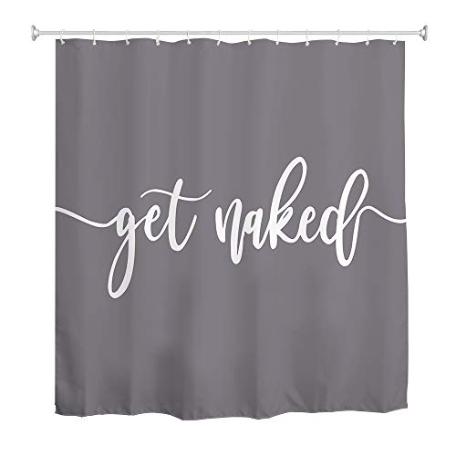 goodbath Duschvorhang Grau, Get Naked wasserdicht, Badezimmervorhänge, Anti-Schimmel-Stoff, 180 cm x 180 cm von goodbath