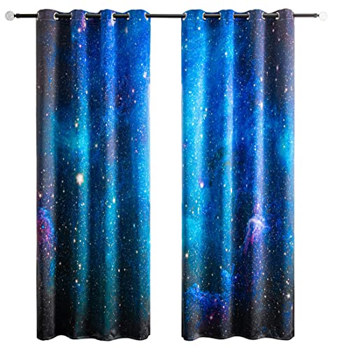 goodbath Weltraumvorhänge, Galaxie-Universum, Nebel, Sterne, Sternenhimmel, Thermo-Verdunkelungsvorhänge für Schlafzimmer für Mädchen, Jungen, Kinder, 2 Paneele, 117 x 183 cm von goodbath