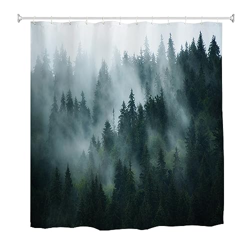 goodbath Duschvorhang Wasserdicht Schimmelfest Badvorhang 180x180 cm (Mystic Forest) von goodbath