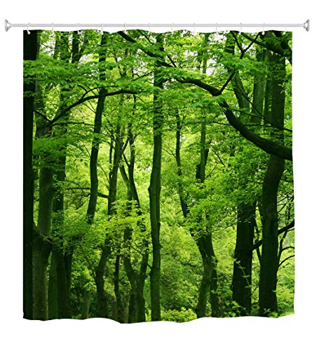 goodbath Green Forest Duschvorhang, wasserdichter Stoff, lange Duschvorhänge, 180 x 200 cm Länge, Grünbraun von goodbath